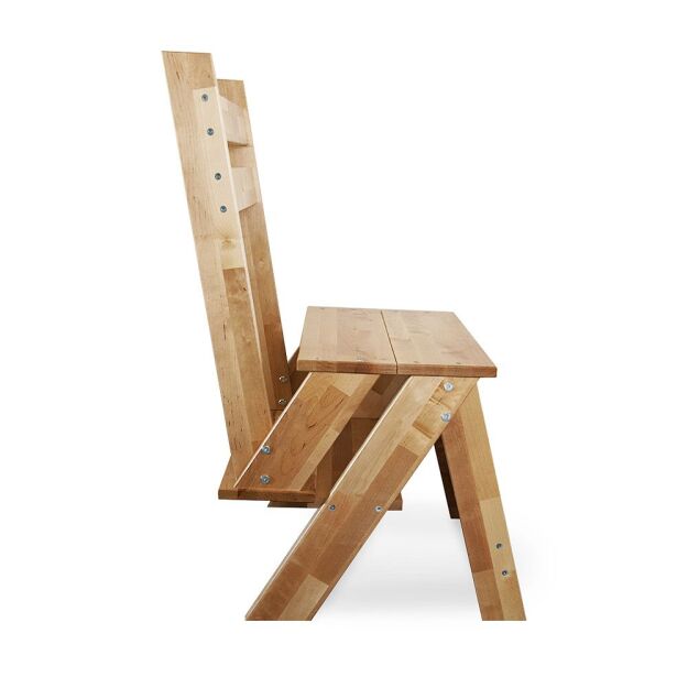 Krzesło-schodki brzozowe lakierowane, bezbarwne, drewno POLSKI PRODUKT