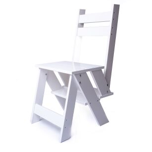Krzesło-schodki białe, drewno, POLSKI PRODUKT