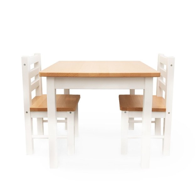 Zestaw drewnianych mebli dziecięcych stół, 2 krzesełka