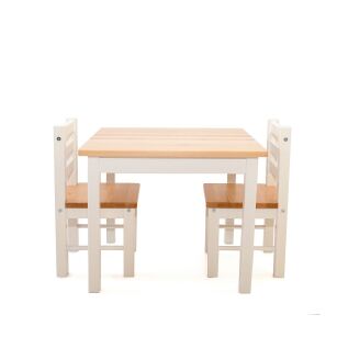 Zestaw drewnianych mebli dziecięcych stół, 2 krzesełka, biały