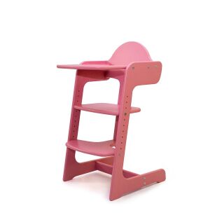 Krzesełko do karmienia dzieci różowe, drewniane, POLSKI PRODUKT